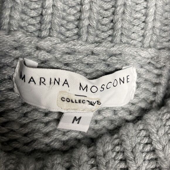 MARINA MOSCONE Sweater Women Medium Gray Oversized Turtleneck Pullover - Picture 13 of 14